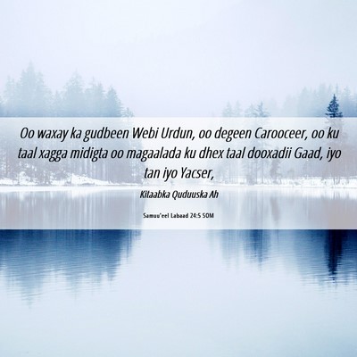Picture 06 - Samuu'eel Labaad 24:5 SOM - Oo waxay ka gudbeen Webi Urdun, oo degeen - Bible Verse Picture