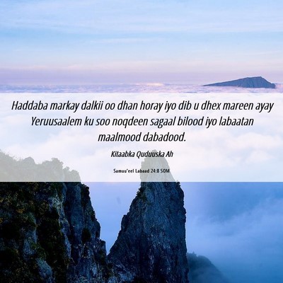 Picture 06 - Samuu'eel Labaad 24:8 SOM - Haddaba markay dalkii oo dhan horay iyo dib u - Bible Verse Picture