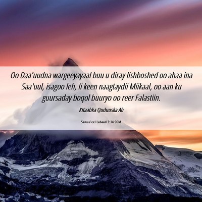 Picture 06 - Samuu'eel Labaad 3:14 SOM - Oo Daa'uudna wargeeyayaal buu u diray Iishboshed - Bible Verse Picture