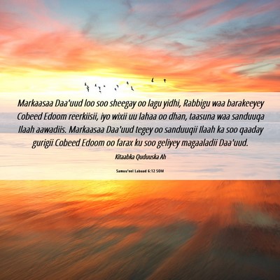 Picture 06 - Samuu'eel Labaad 6:12 SOM - Markaasaa Daa'uud loo soo sheegay oo lagu yidhi, - Bible Verse Picture