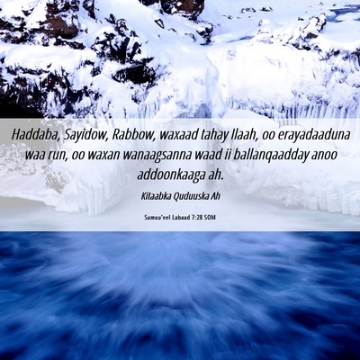 Picture 06 - Samuu'eel Labaad 7:28 SOM - Haddaba, Sayidow, Rabbow, waxaad tahay Ilaah, oo - Bible Verse Picture