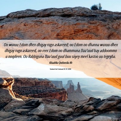 Picture 06 - Samuu'eel Labaad 8:14 SOM - Oo wuxuu Edom dhex dhigay rugo askareed; oo Edom - Bible Verse Picture