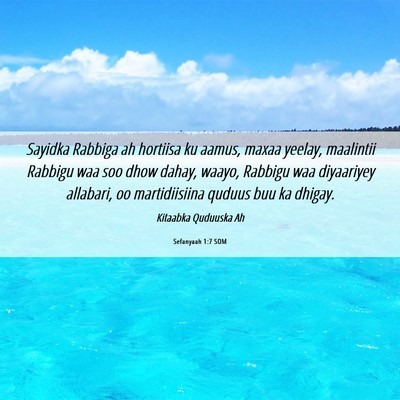Picture 06 - Sefanyaah 1:7 SOM - Sayidka Rabbiga ah hortiisa ku aamus, maxaa - Bible Verse Picture