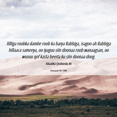 Picture 06 - Sekaryaah 10:1 SOM - Xilliga roobka dambe roob ka barya Rabbiga, - Bible Verse Picture