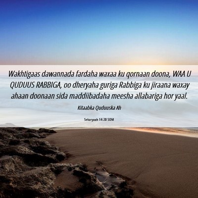 Picture 06 - Sekaryaah 14:20 SOM - Wakhtigaas dawannada fardaha waxaa ku qornaan - Bible Verse Picture