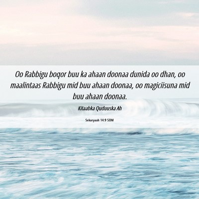 Picture 06 - Sekaryaah 14:9 SOM - Oo Rabbigu boqor buu ka ahaan doonaa dunida oo - Bible Verse Picture