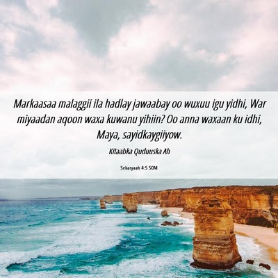 Picture 06 - Sekaryaah 4:5 SOM - Markaasaa malaggii ila hadlay jawaabay oo wuxuu - Bible Verse Picture