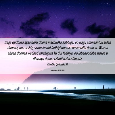 Picture 06 - Sekaryaah 6:13 SOM - Isaga qudhiisa ayaa dhisi doona macbudka Rabbiga, - Bible Verse Picture