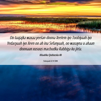 Picture 06 - Sekaryaah 6:14 SOM - Oo taajajka waxaa yeelan doona Xeelem iyo - Bible Verse Picture