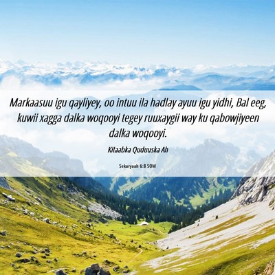 Picture 06 - Sekaryaah 6:8 SOM - Markaasuu igu qayliyey, oo intuu ila hadlay ayuu - Bible Verse Picture
