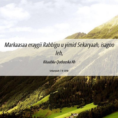 Picture 06 - Sekaryaah 7:8 SOM - Markaasaa eraygii Rabbigu u yimid Sekaryaah, - Bible Verse Picture