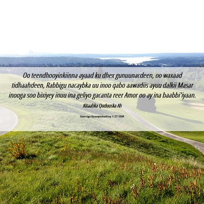 Picture 06 - Sharciga Kunoqoshadiisa 1:27 SOM - Oo teendhooyinkiinna ayaad ku dhex gunuunacdeen, - Bible Verse Picture