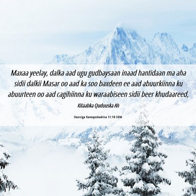 Picture 06 - Sharciga Kunoqoshadiisa 11:10 SOM - Maxaa yeelay, dalka aad ugu gudbaysaan inaad - Bible Verse Picture