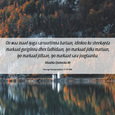 Picture 06 - Sharciga Kunoqoshadiisa 11:19 SOM - Oo waa inaad iyaga carruurtiinna bartaan, idinkoo - Bible Verse Picture