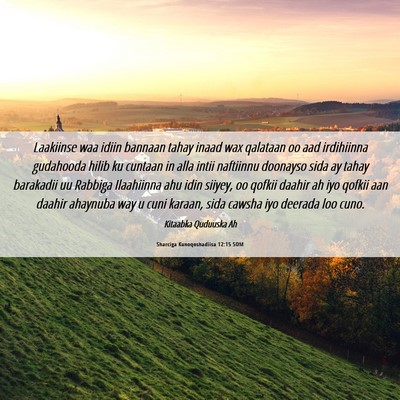 Picture 06 - Sharciga Kunoqoshadiisa 12:15 SOM - Laakiinse waa idiin bannaan tahay inaad wax - Bible Verse Picture