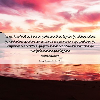 Picture 06 - Sharciga Kunoqoshadiisa 12:6 SOM - Oo waa inaad halkaas keentaan qurbaannadiinna la - Bible Verse Picture