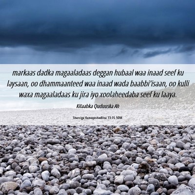 Picture 06 - Sharciga Kunoqoshadiisa 13:15 SOM - markaas dadka magaaladaas deggan hubaal waa inaad - Bible Verse Picture