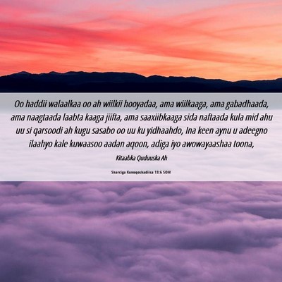 Picture 06 - Sharciga Kunoqoshadiisa 13:6 SOM - Oo haddii walaalkaa oo ah wiilkii hooyadaa, ama - Bible Verse Picture