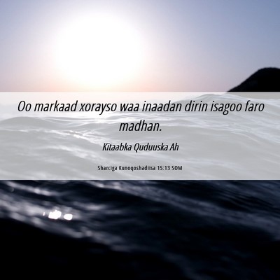 Picture 06 - Sharciga Kunoqoshadiisa 15:13 SOM - Oo markaad xorayso waa inaadan dirin isagoo faro - Bible Verse Picture