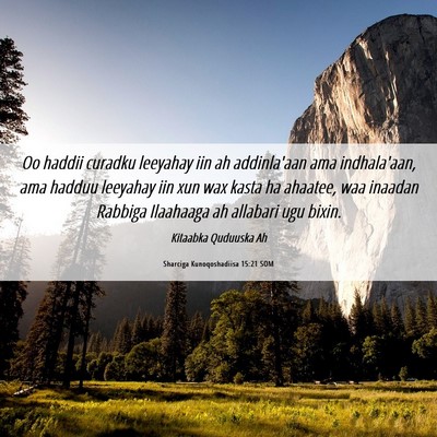 Picture 06 - Sharciga Kunoqoshadiisa 15:21 SOM - Oo haddii curadku leeyahay iin ah addinla'aan ama - Bible Verse Picture