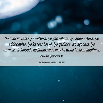 Picture 06 - Sharciga Kunoqoshadiisa 16:14 SOM - Oo midkiin kasta iyo wiilkiisa, iyo gabadhiisa, - Bible Verse Picture