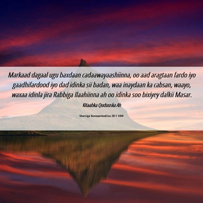 Picture 06 - Sharciga Kunoqoshadiisa 20:1 SOM - Markaad dagaal ugu baxdaan cadaawayaashiinna, oo - Bible Verse Picture
