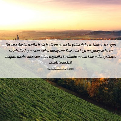 Picture 06 - Sharciga Kunoqoshadiisa 20:5 SOM - Oo saraakiishu dadka ha la hadleen oo ha ku - Bible Verse Picture