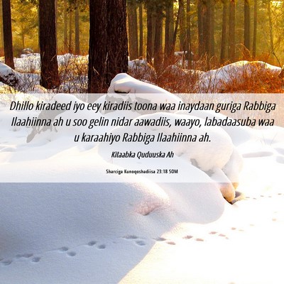 Picture 06 - Sharciga Kunoqoshadiisa 23:18 SOM - Dhillo kiradeed iyo eey kiradiis toona waa - Bible Verse Picture