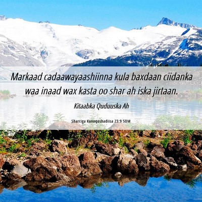 Picture 06 - Sharciga Kunoqoshadiisa 23:9 SOM - Markaad cadaawayaashiinna kula baxdaan ciidanka - Bible Verse Picture