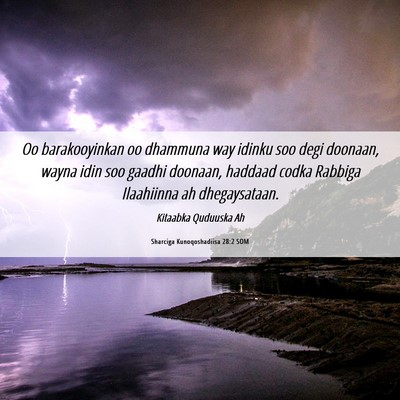 Picture 06 - Sharciga Kunoqoshadiisa 28:2 SOM - Oo barakooyinkan oo dhammuna way idinku soo degi - Bible Verse Picture