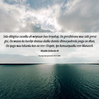 Picture 06 - Sharciga Kunoqoshadiisa 33:17 SOM - Sida dibigiisa curadka ah weynaan buu leeyahay, - Bible Verse Picture
