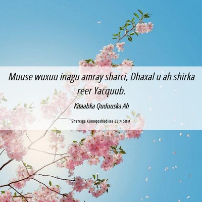 Picture 06 - Sharciga Kunoqoshadiisa 33:4 SOM - Muuse wuxuu inagu amray sharci, Dhaxal u ah - Bible Verse Picture