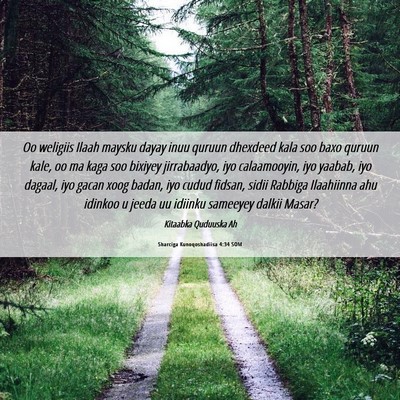 Picture 06 - Sharciga Kunoqoshadiisa 4:34 SOM - Oo weligiis Ilaah maysku dayay inuu quruun - Bible Verse Picture