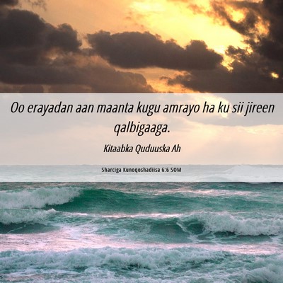 Picture 06 - Sharciga Kunoqoshadiisa 6:6 SOM - Oo erayadan aan maanta kugu amrayo ha ku sii - Bible Verse Picture