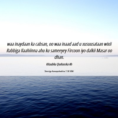 Picture 06 - Sharciga Kunoqoshadiisa 7:18 SOM - waa inaydaan ka cabsan, oo waa inaad aad u - Bible Verse Picture