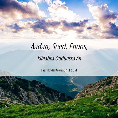 Picture 06 - Taariikhdii Kowaad 1:1 SOM - Aadan, Seed, - Bible Verse Picture