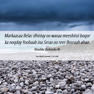 Picture 06 - Taariikhdii Kowaad 1:44 SOM - Markaasaa Belac dhintay oo waxaa meeshiisii boqor - Bible Verse Picture