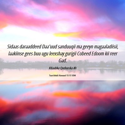 Picture 06 - Taariikhdii Kowaad 13:13 SOM - Sidaas daraaddeed Daa'uud sanduuqii ma geeyn - Bible Verse Picture