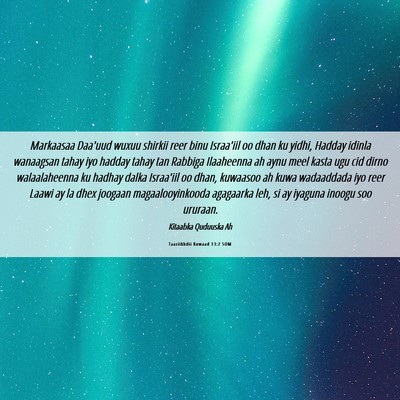 Picture 06 - Taariikhdii Kowaad 13:2 SOM - Markaasaa Daa'uud wuxuu shirkii reer binu - Bible Verse Picture