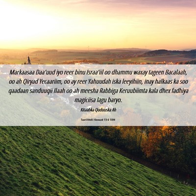 Picture 06 - Taariikhdii Kowaad 13:6 SOM - Markaasaa Daa'uud iyo reer binu Israa'iil oo - Bible Verse Picture