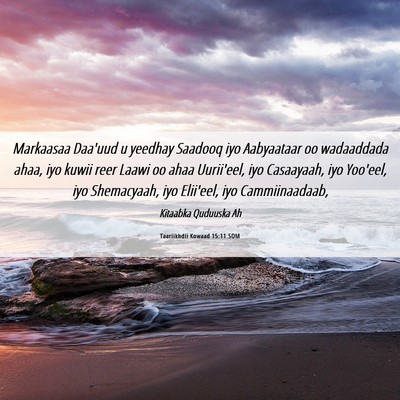 Picture 06 - Taariikhdii Kowaad 15:11 SOM - Markaasaa Daa'uud u yeedhay Saadooq iyo - Bible Verse Picture