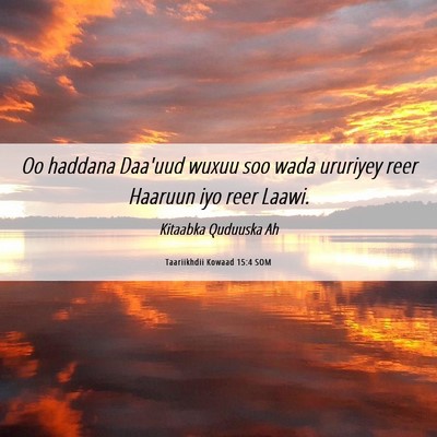 Picture 06 - Taariikhdii Kowaad 15:4 SOM - Oo haddana Daa'uud wuxuu soo wada ururiyey reer - Bible Verse Picture