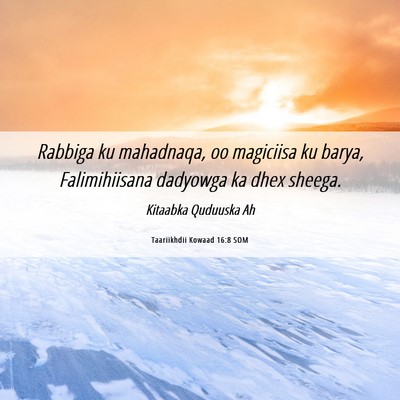 Picture 06 - Taariikhdii Kowaad 16:8 SOM - Rabbiga ku mahadnaqa, oo magiciisa ku barya, - Bible Verse Picture
