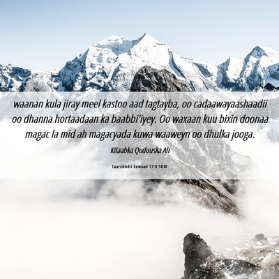 Picture 06 - Taariikhdii Kowaad 17:8 SOM - waanan kula jiray meel kastoo aad tagtayba, oo - Bible Verse Picture