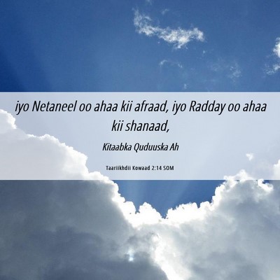 Picture 06 - Taariikhdii Kowaad 2:14 SOM - iyo Netaneel oo ahaa kii afraad, iyo Radday oo - Bible Verse Picture