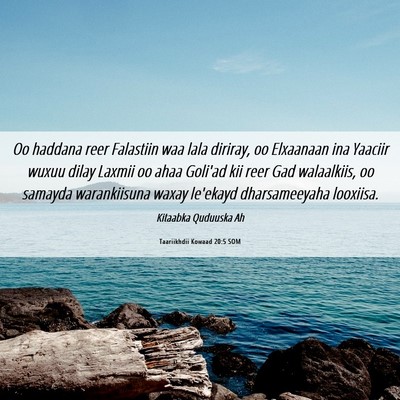 Picture 06 - Taariikhdii Kowaad 20:5 SOM - Oo haddana reer Falastiin waa lala diriray, oo - Bible Verse Picture