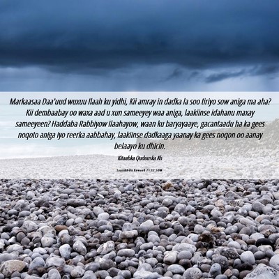 Picture 06 - Taariikhdii Kowaad 21:17 SOM - Markaasaa Daa'uud wuxuu Ilaah ku yidhi, Kii amray - Bible Verse Picture