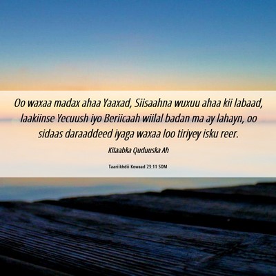 Picture 06 - Taariikhdii Kowaad 23:11 SOM - Oo waxaa madax ahaa Yaaxad, Siisaahna wuxuu ahaa - Bible Verse Picture