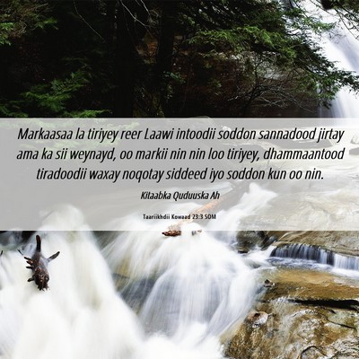 Picture 06 - Taariikhdii Kowaad 23:3 SOM - Markaasaa la tiriyey reer Laawi intoodii soddon - Bible Verse Picture