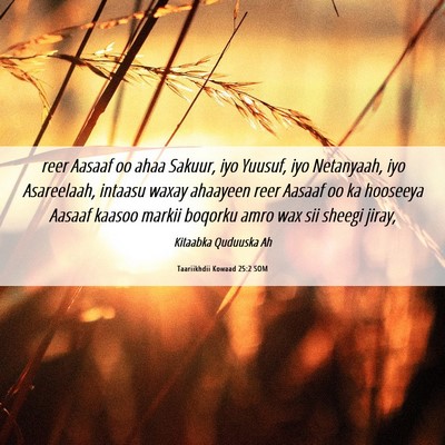 Picture 06 - Taariikhdii Kowaad 25:2 SOM - reer Aasaaf oo ahaa Sakuur, iyo Yuusuf, iyo - Bible Verse Picture
